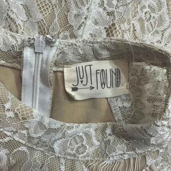 NWT Just Found Lined Laced Dress Tan Sleeveless Zip Back A-Line formal - Picture 7 of 8